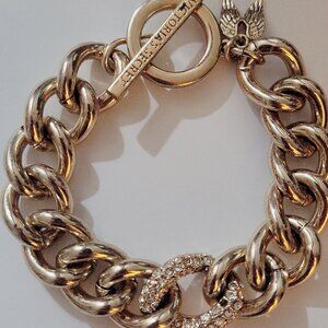 Victoria Secret Bracelet Cubic Zirconia Wing Charm Costume Jewelry 7”